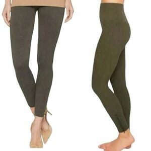 SPANX  Olive Green Seamless Ankle Zip  Smoothing Tummy Control Leggings Sz XL